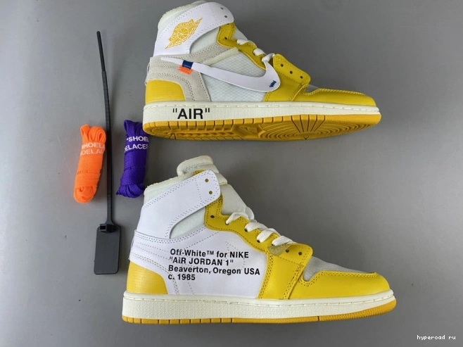 Air White AQ0818-149 Powder Off-White x 1 Yellow-Cone Dark NRG Jordan 0820